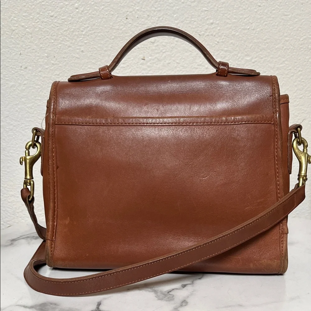 Coach Vintage Chestnut Brown Leather Satchel with Turnlock Hardware